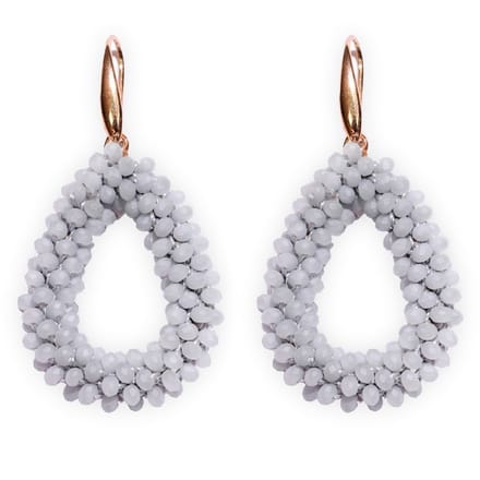 Lajetti - Druppel Oorbel Grijs - Dames Oorbellen - Beaded Earrings