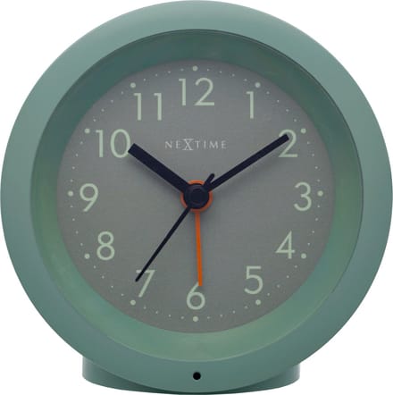 Tafelwekker Ø10,5 cm x 3,6 cm - Stil - Verlichte Wijzerplaat - Groenblauw - ABS - NeXtime Circle