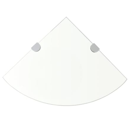 Étagère d'angle murale avec supports finition chrome Verre transparent 35 x 35 cm