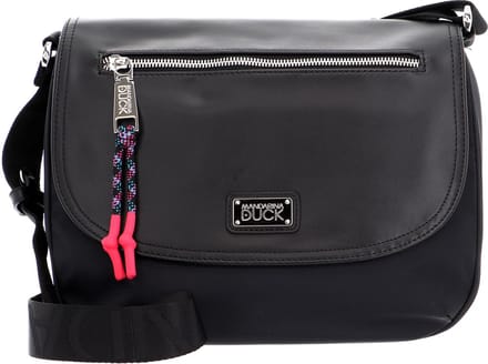 MANDARINA DUCK Leren Schoudertas Style Flapover Crossover Black Zwart