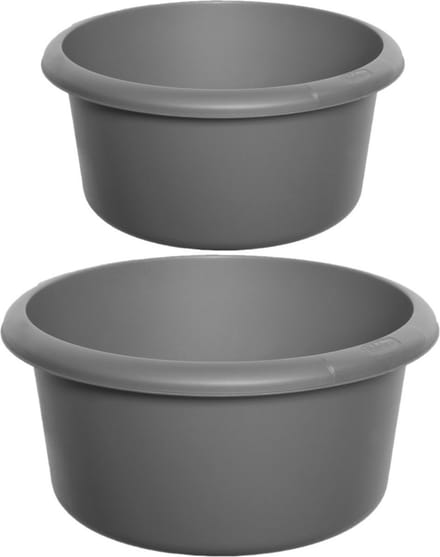 Whitefurze Afwasteil/afwasbak - 4 en 8 liter - grijs - 27 x 13 cm - 38 x 13 cm