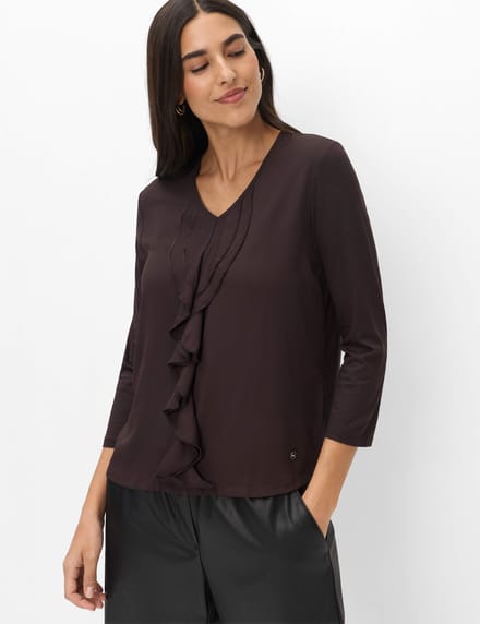 Brax Dames Shirt  Style CLARISA M brunette, donkerbruin, maat 42