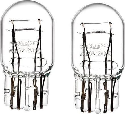 2 stuks Steeklamp 21/5W, 12 volt, wit, Model W21/5W, lampvoet model WX16q, T20q