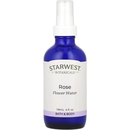 Starwest Botanicals, Flower Water, Rose, 4 fl oz (118 ml) white