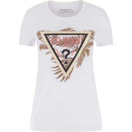 GUESS Cn Ss Triangle Palm Pure White Größe: XS | Hemden Outlet | Damen | Weiß