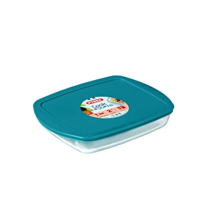 Pyrex - Cook & Store Schaal Rechthoek met Deksel 1,6 liter - Glas - Transparant