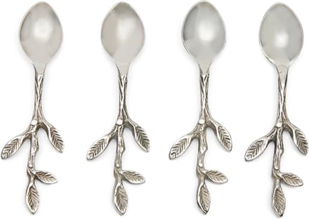 Riviera Maison Thee lepels - Lovely Leaf Spoon - Zilver - Set 4 Stuks