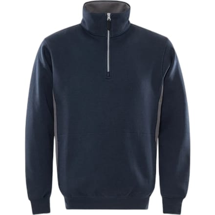 Fristads Sweatshirt Met Korte Ritssluiting 1705 Df - Marineblauw/Grijs - S