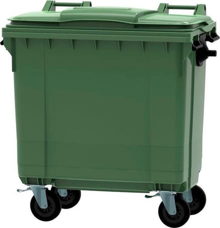 Afvalcontainer 770 liter groen - 4 wielen - met deksel - voor groenafval