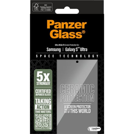 PanzerGlass Screenprotector geschikt voor Samsung Galaxy S25 Ultra Glazen | PanzerGlass Ceramic Screenprotector - Case Friendly