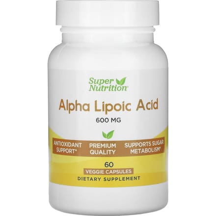 Super Nutrition, Acide Alpha-Lipoïque, 600mg, 60 Capsules Végétales
