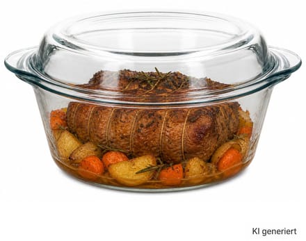 BORCAM Braad- & Bakvorm met Deksel 2,1L rond van Glas - 59003 / 20114