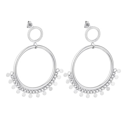 Hangende oorknopjes met cirkeldetail - zilver