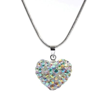 Fako Bijoux® - Ketting - Disco Dots - Hart - Wit MC