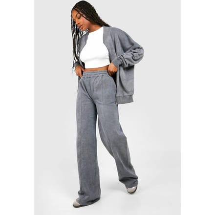 boohoo Dames Tall Acid Wash Bomber Trainingspak | Charcoal | Maat: 8