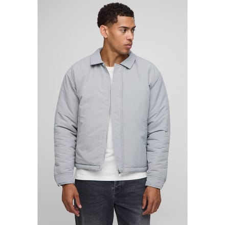 Boxy Fit Peached Crinkle Nylon Coach Jacket | Grey | Size Small