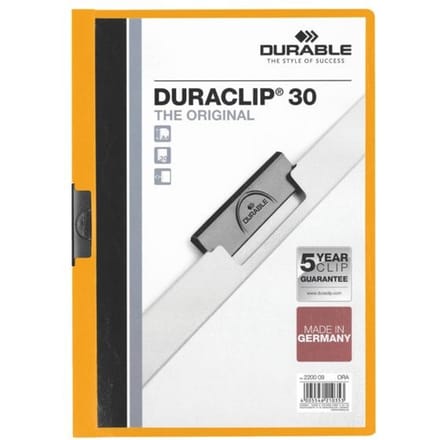 Klemmap Durable Duraclip A4 3mm 30 vellen oranje