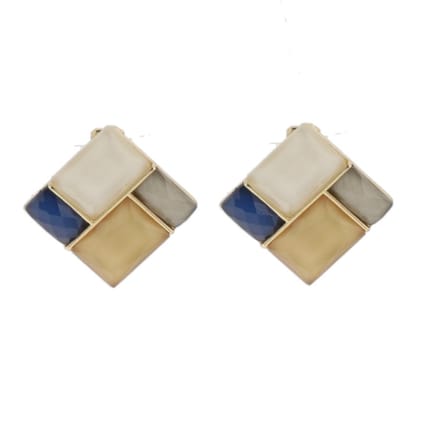 Behave - Clip oorbellen ruit multikleur - Geometrische stijl - 3 cm