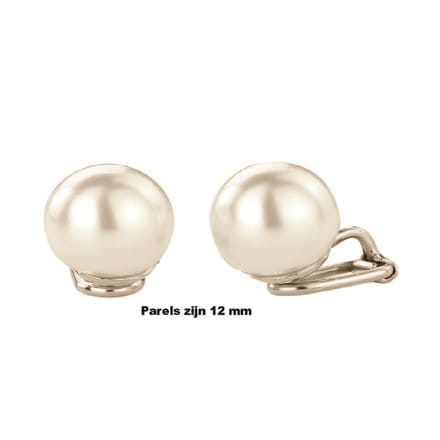 Hetty'S - Elegante - zilveren oorclips- met grote 12 mm zoetwaterparel -