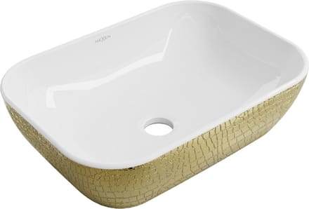 Mexen Rita opzetwastafel 45 x 32 cm, wit/goud schubbenpatroon - 21084554