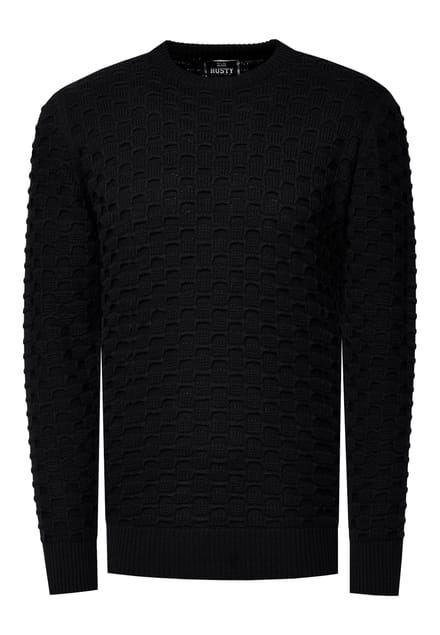 Chunky patroon effen kleur trui met ronde hals