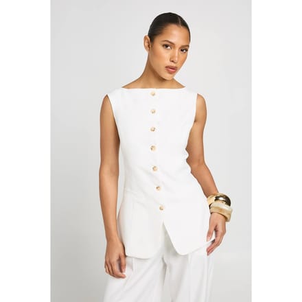 boohoo Dames Longline Gilet Met Boothals | Wit | Maat: 36