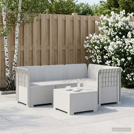 vidaXL - 4-Persoons - Tuin - Sofa - Rattan - Look - PP - Wit