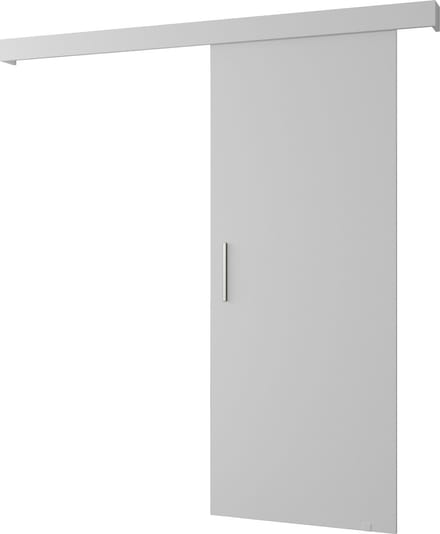 InspireMe - Schuifdeursysteem met rail - 90x204cm - AGRA I - Wit Mat + Wit frame + Zilver Handvat met Soft-Close system