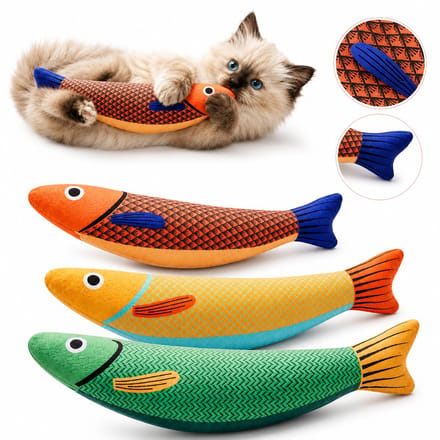 BOTC Kattenspeelgoed Saury Fish - 3 Stuks - Interactieve kitten-schopper - Kattenkruid-knisperend geluid - 24 cm