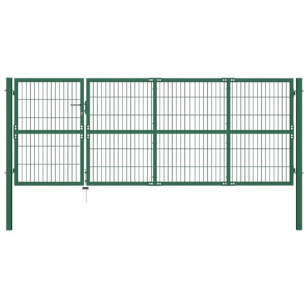 vidaXL - Tuinhek - met - palen - 350x120 - cm - staal - groen
