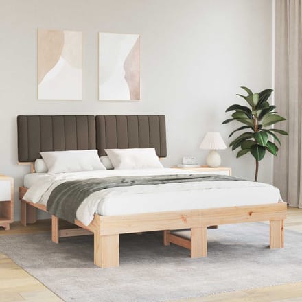 vidaXL - Bedframe - met - Gevoerde - Hoofdbord - Taupe - 150 - x - 200 - cm