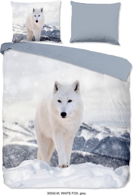Pure Dekbedovertrek "witte vos met winterlandschap" - Grijs - (200x200/220 cm) - Microfiber