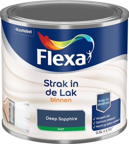 Flexa - Strak In De Lak Binnenlak Mat - Deep Sapphire - Mengverf - 500 Ml