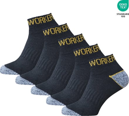 Work | Sneaker Werksokken | zwart | 30 Paar | Ademend en Versterkt | Maat 39-42 | 43-46