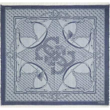 Guess Dames Sjaal Vierkant - 120x120 - Blue Logo - One Size