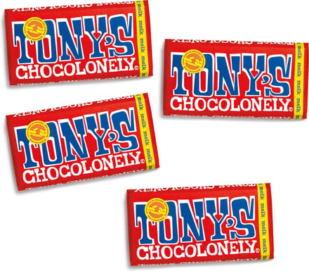 Tony's Chocolonely Melk Chocolade Reep - 4 x 180 gram Chocola