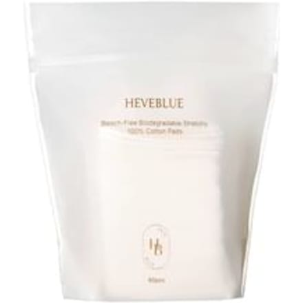 HEVEBLUE - Bleach-Free Biodegradable Stretchy 100% Cotton Pads 60 pcs