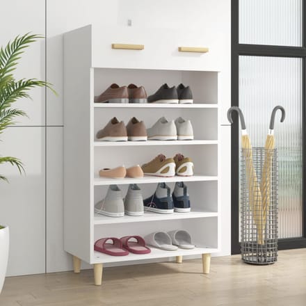 vidaXL - Schoenenkast - 60x35x105 - cm - bewerkt - hout - wit