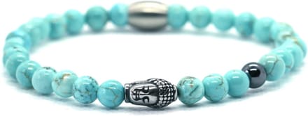 Ibizamen - Heren - armband - turkoois - turquoise - 6mm - buddha - RVS - 21cm