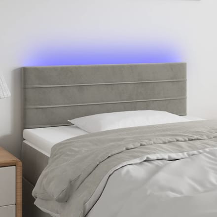 vidaXL - Hoofdbord - LED - 100x5x78/88 - cm - fluweel - lichtgrijs
