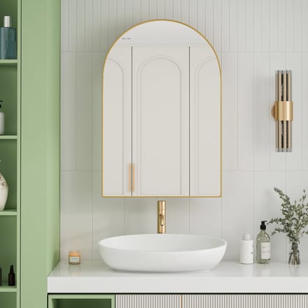 REDOM - Spiegelkast - Boogvormig - Modern - Voor Badkamer - Metaal - Goudkleurig