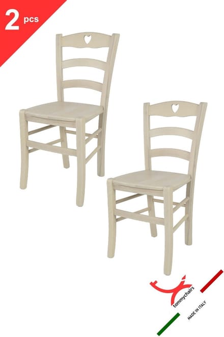 Tommychairs Cuore - Eetkamerstoelen - Set van 2 - Wit - Hout