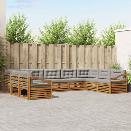 vidaXL - Buiten - bank - set - 9 - st - Natuurlijk - en - Licht - Grijs