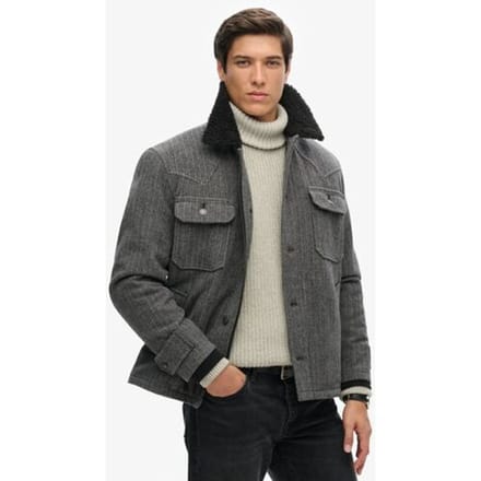 Superdry The Merchant Store-wollen Chore jas Donkergrijs Grootte: S