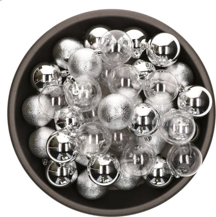 Decoris Kerstballen - 25x stuks - zilver - 6 cm - kunststof - onbreekbaar - kerstversiering