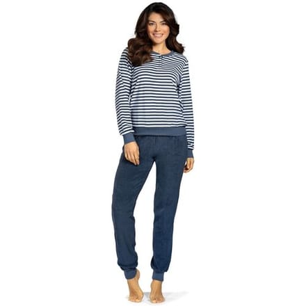 Badstoffen pyjama blauw Comtessa - Blauw - Maat - 46