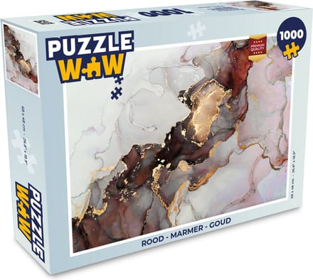 Puzzel Rood - Marmer print - Goud - Legpuzzel - Puzzel 1000 stukjes volwassenen