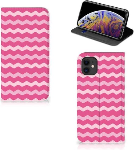 Apple iPhone 11 Hoesje met Magneet Waves Pink