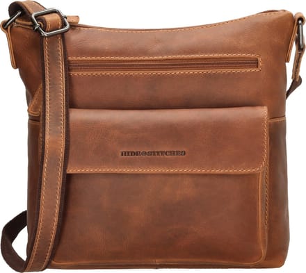 Hide & Stitches Japura Crossbody Schoudertas - 100% Leder - Leren Dames Tas - Cognac