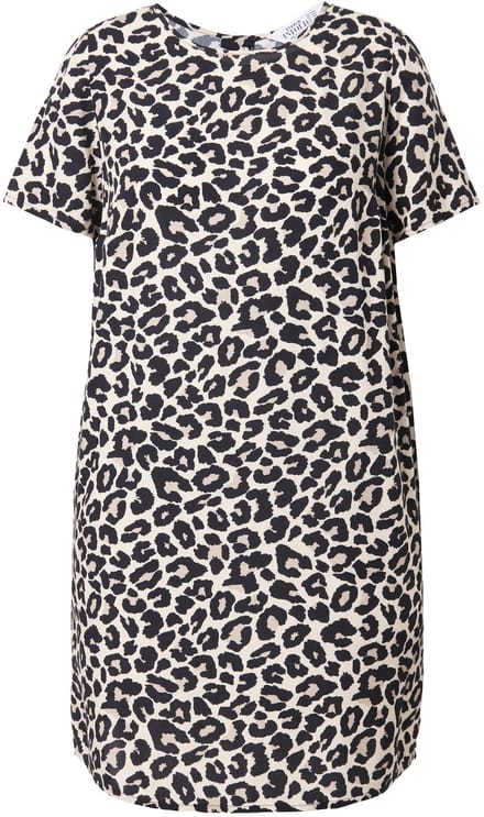 Studio Untold - Dames - Jurk straight shape luipaard - Lichtbeige - Maat 42+